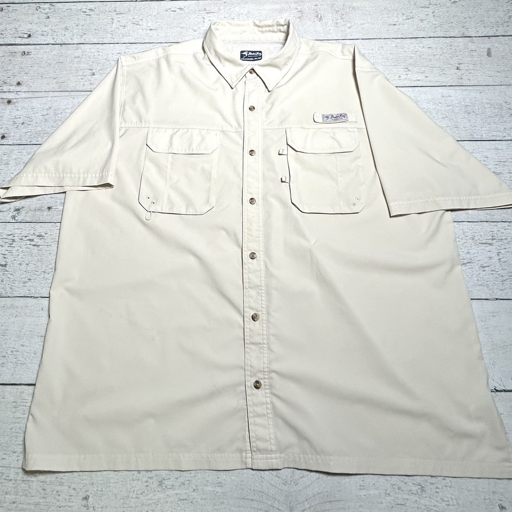 Bimini Bay Outfitters Mens Khaki Short Sleeve Vented Fishing Shirt 3XL Beige